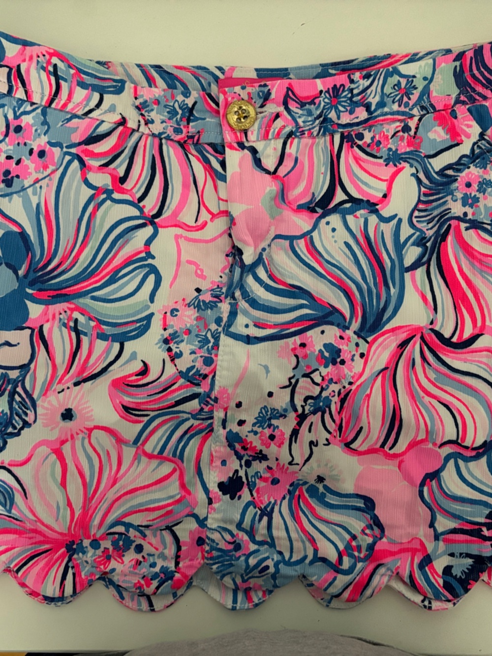 Lilly Pulitzer Pink Blue Floral Scallop-Hem Skort